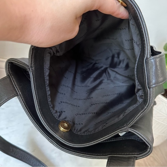 Apostrophe Genuine Leather black Shoulder Bag purse - Picture 11 of 15